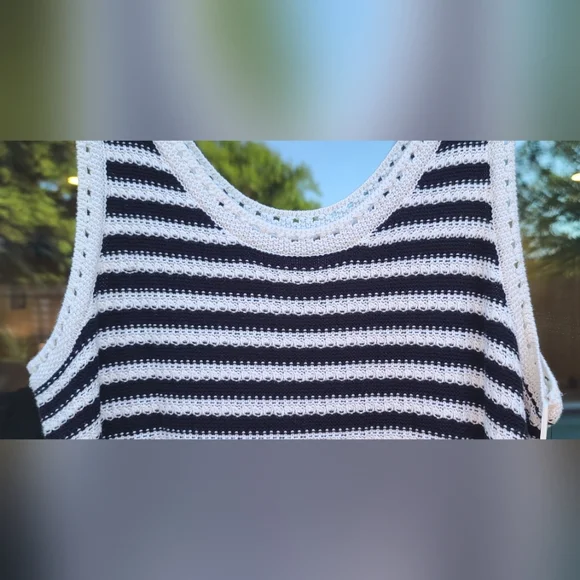 Nine West Knit Nautical Cottagecore Black & White Striped Dress - Size XXL / 2X - Picture 14 of 17